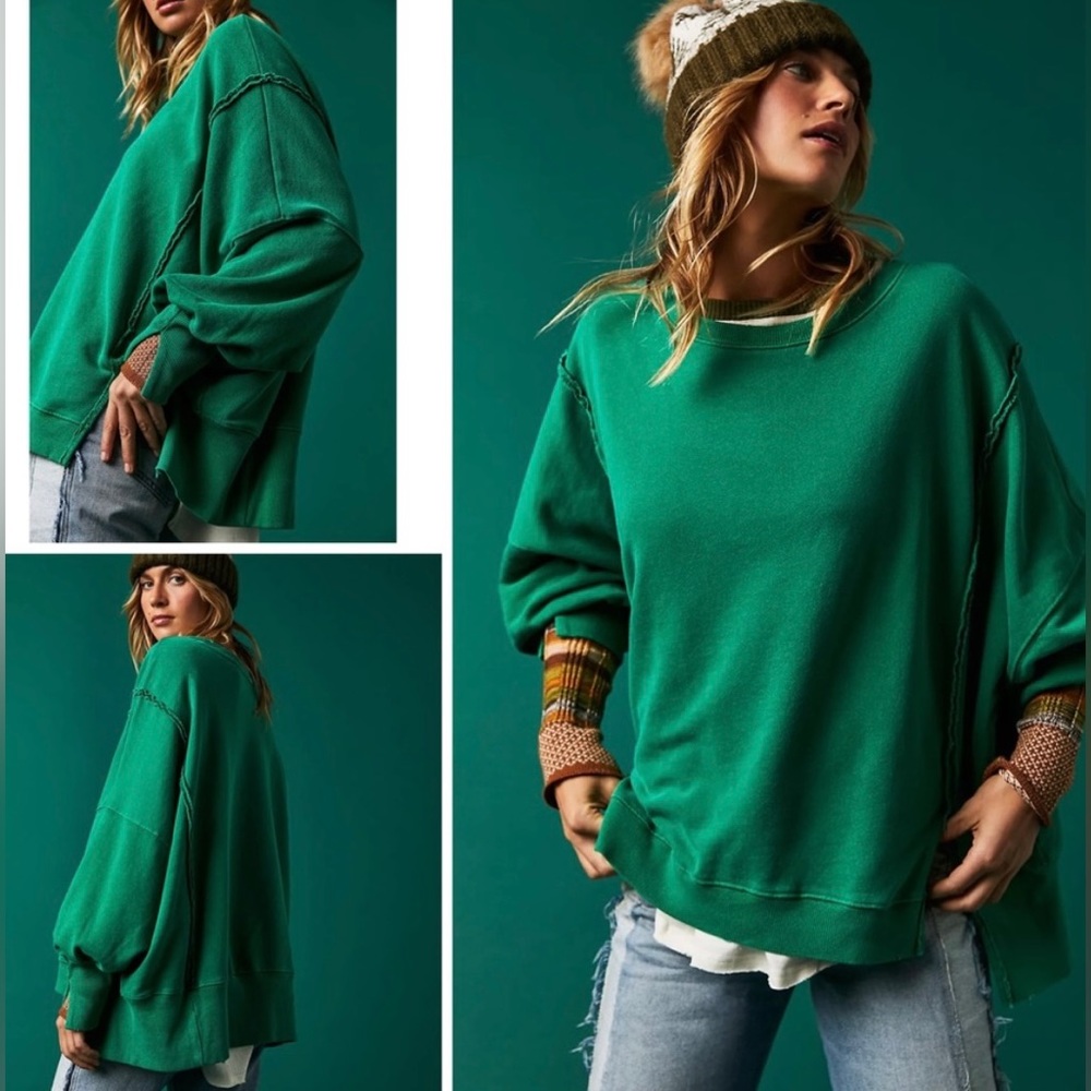▪️Rare/Free People Camden Pullover Sweatshirt in Tennis Green